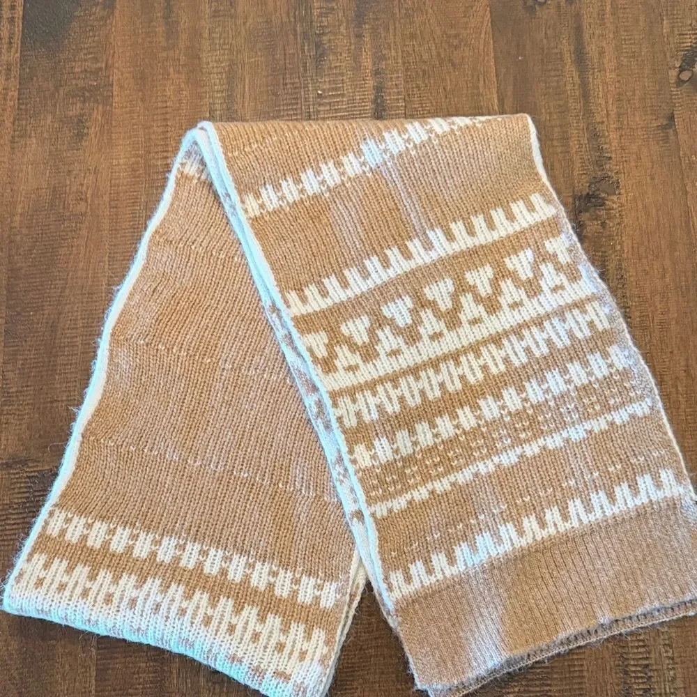 Talbots Cozy Tan and Cream Scarf
